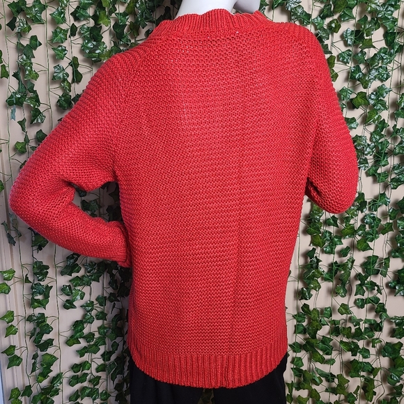 My Style Women's Casual Colorful Red Knit Raglan Sleeves Boat Neck Warm Sweater - Picture 4 of 12